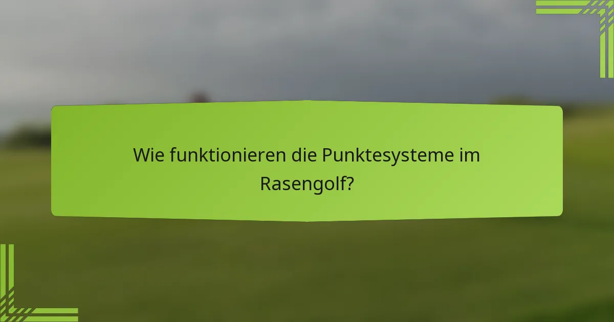 Wie funktionieren die Punktesysteme im Rasengolf?